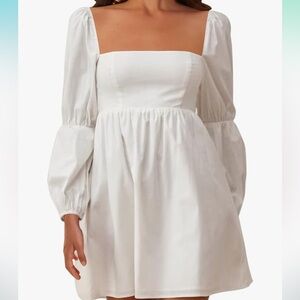 White Balloon Sleeve Dress